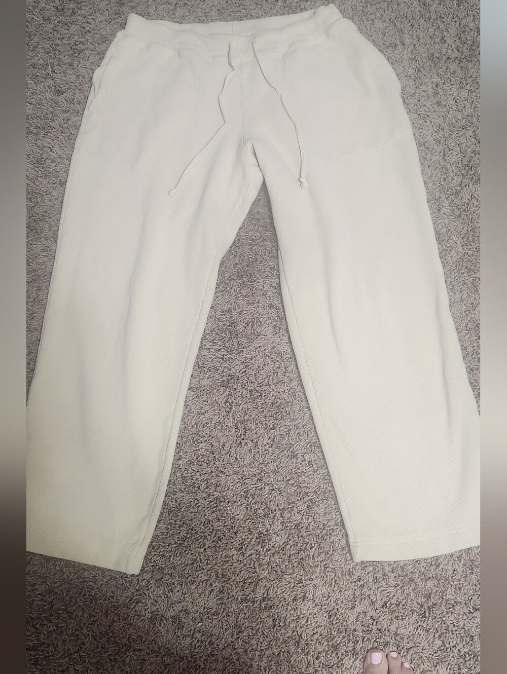 Cabela's Cream 100% Cotton Ribbed Drawstring Sweatpants Medium